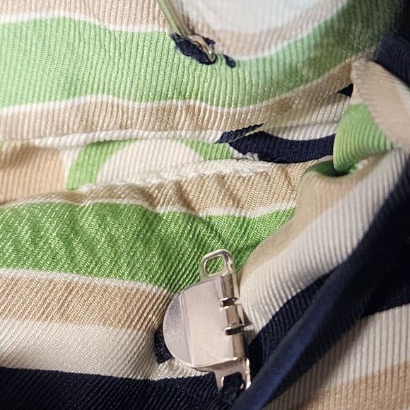 Talbots Silk Wrap Skirt Women Size 10 Green Navy Polka Dot Midi Pure Silk - Picture 8 of 8